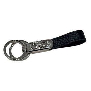 Salvatore Ferragamo Black, Leather  Logo Keyring #085